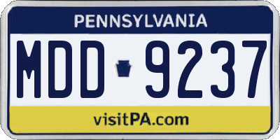 PA license plate MDD9237