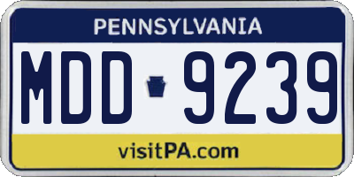 PA license plate MDD9239