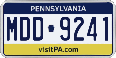 PA license plate MDD9241