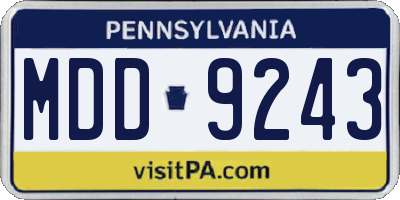 PA license plate MDD9243