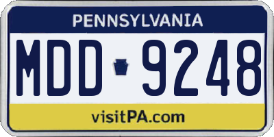 PA license plate MDD9248