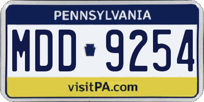 PA license plate MDD9254