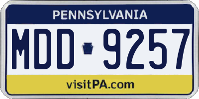 PA license plate MDD9257