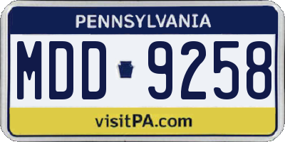 PA license plate MDD9258