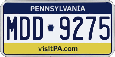 PA license plate MDD9275