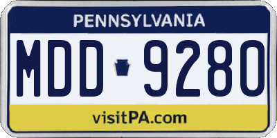 PA license plate MDD9280