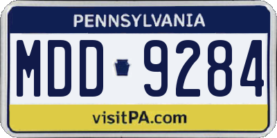 PA license plate MDD9284
