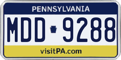 PA license plate MDD9288