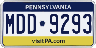 PA license plate MDD9293