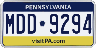 PA license plate MDD9294
