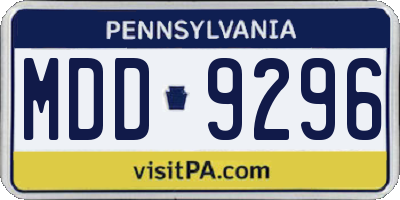 PA license plate MDD9296