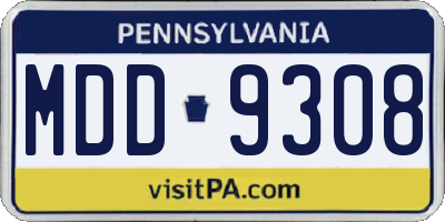 PA license plate MDD9308