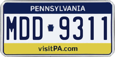 PA license plate MDD9311