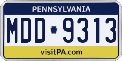 PA license plate MDD9313