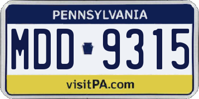 PA license plate MDD9315