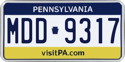 PA license plate MDD9317