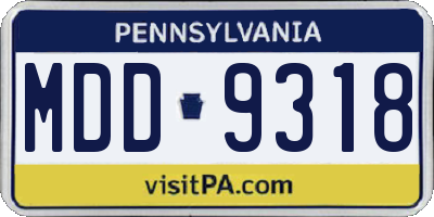 PA license plate MDD9318