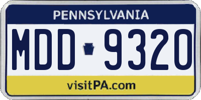 PA license plate MDD9320
