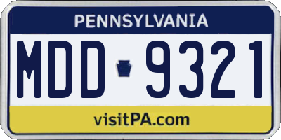 PA license plate MDD9321