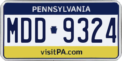 PA license plate MDD9324