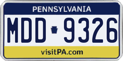 PA license plate MDD9326
