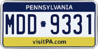 PA license plate MDD9331