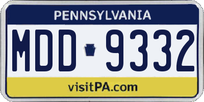PA license plate MDD9332