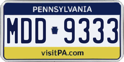 PA license plate MDD9333