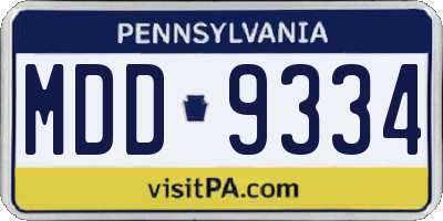 PA license plate MDD9334