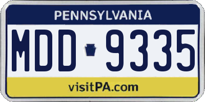 PA license plate MDD9335