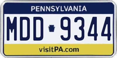PA license plate MDD9344
