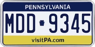 PA license plate MDD9345