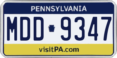 PA license plate MDD9347