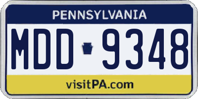 PA license plate MDD9348
