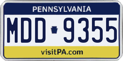 PA license plate MDD9355