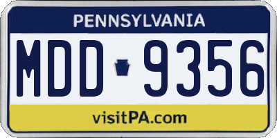 PA license plate MDD9356