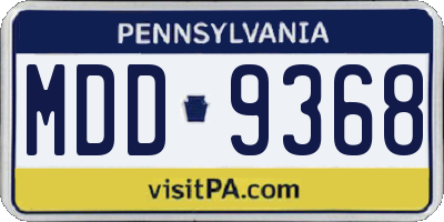 PA license plate MDD9368