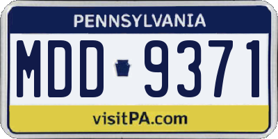 PA license plate MDD9371