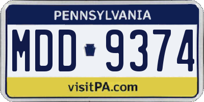 PA license plate MDD9374