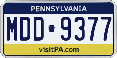 PA license plate MDD9377