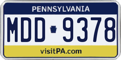 PA license plate MDD9378