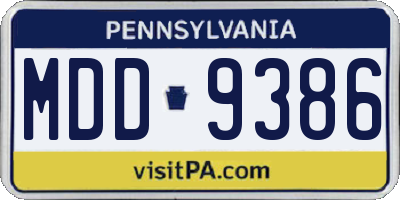 PA license plate MDD9386