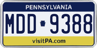 PA license plate MDD9388