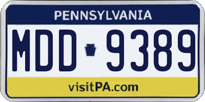 PA license plate MDD9389
