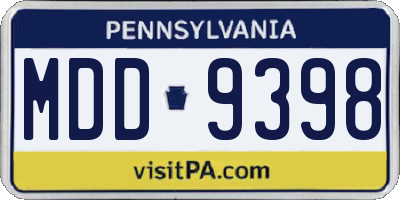 PA license plate MDD9398