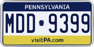 PA license plate MDD9399