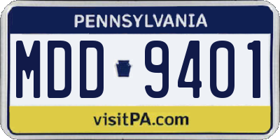 PA license plate MDD9401