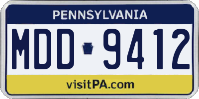 PA license plate MDD9412