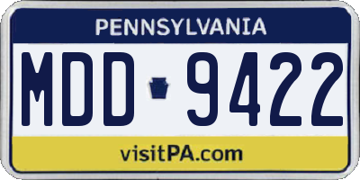 PA license plate MDD9422