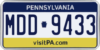 PA license plate MDD9433